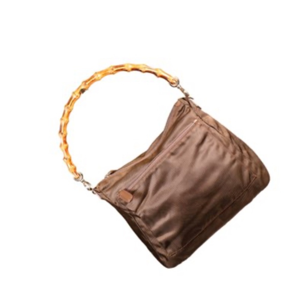 Gucci Vintage Brown Shoulder Bag with Bamboo Handle and leather bottom